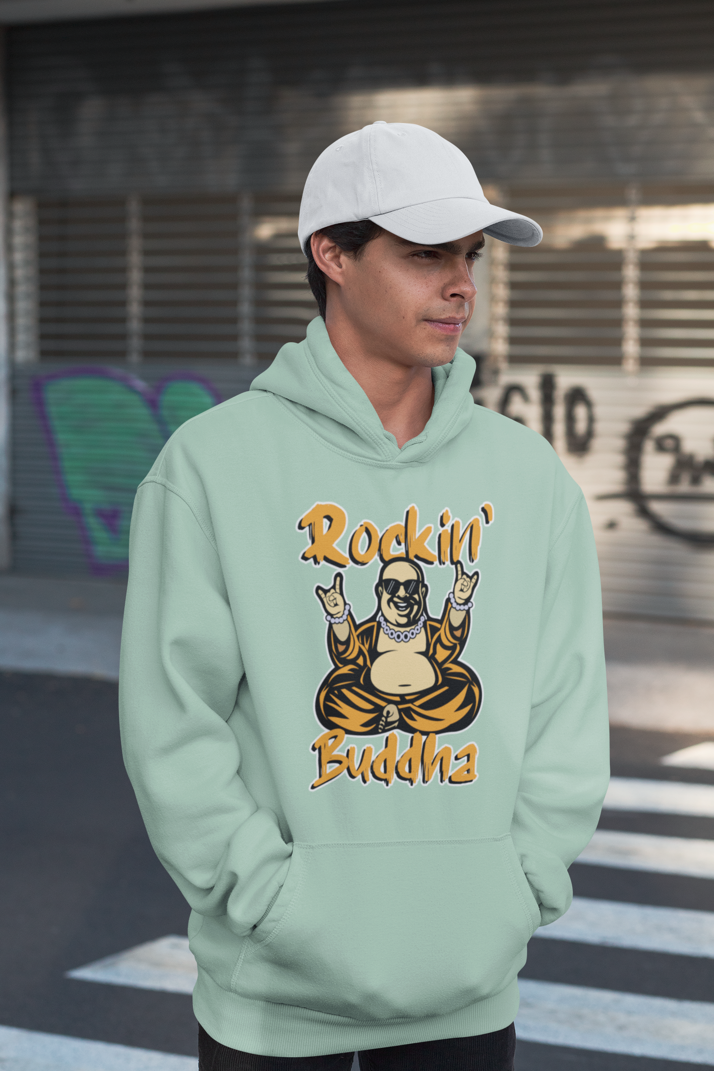 ROCKIN BUDDHA Streetwear Imprimé devant - Slammer Bio Oversized Unisexe Hoodie Adulte SH