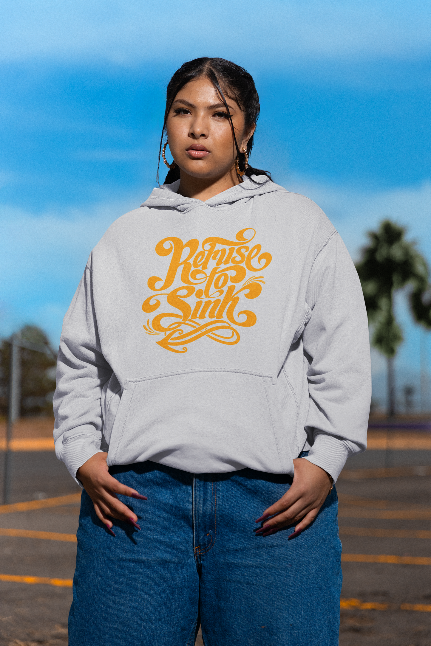 KRYOT Refuse To Sinh Hoodie Frontprint - Unisex Heavyweight Oversized Streetwear 350 GSM Bio-Baumwolle