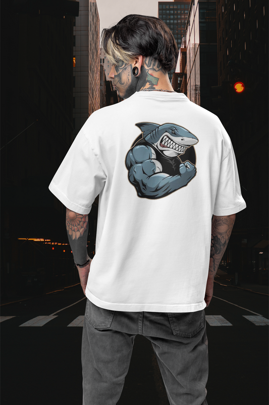SHARKY MUSKEL HAI Imprimé dorsal Streetwear - T-shirt unisexe Bio Oversize Freestyler adulte SH