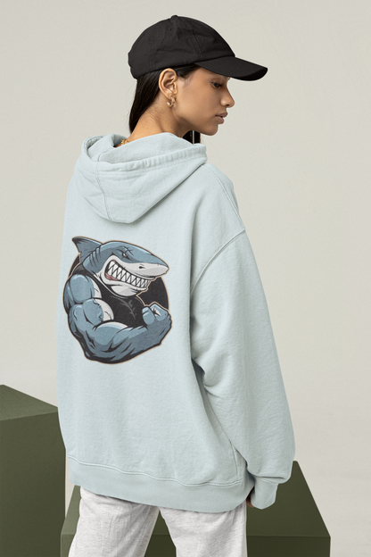 SHARKY MUSKEL HAI Streetwear Backprint - Slammer Bio Oversized Unisexe Hoodie Adulte SH