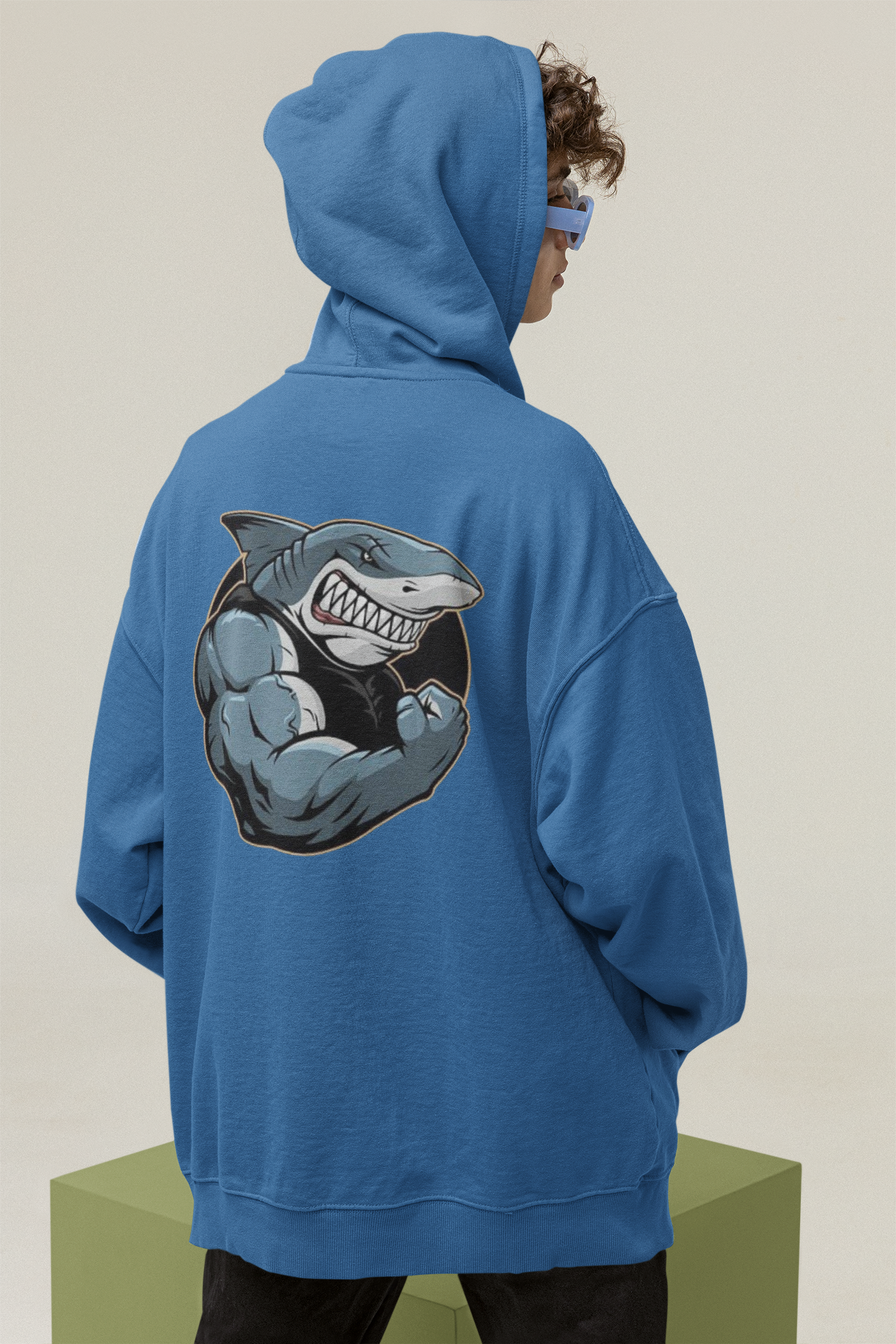 SHARKY MUSKEL HAI Streetwear Backprint - Slammer Bio Oversized Unisexe Hoodie Adulte SH