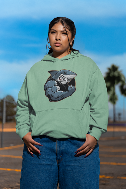 SHARKY MUSKEL HAI Streetwear Frontprint - Slammer Bio Sudadera con Capucha Unisex Oversized para Adultos SH