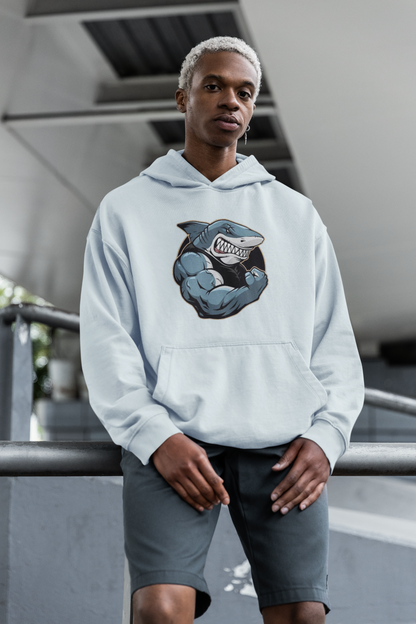 SHARKY MUSKEL HAI Streetwear Frontprint - Slammer Bio Sudadera con Capucha Unisex Oversized para Adultos SH