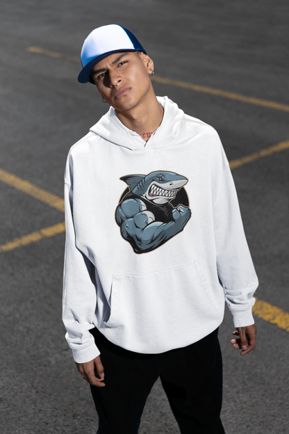 SHARKY MUSKEL HAI Streetwear Frontprint - Slammer Bio Sudadera con Capucha Unisex Oversized para Adultos SH