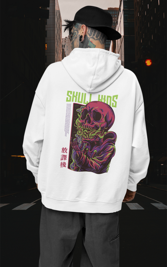 KRYOT Warrior Skull Kids Hoodie - Unisex Heavyweight Oversized Streetwear 350 GSM Bio-Baumwolle