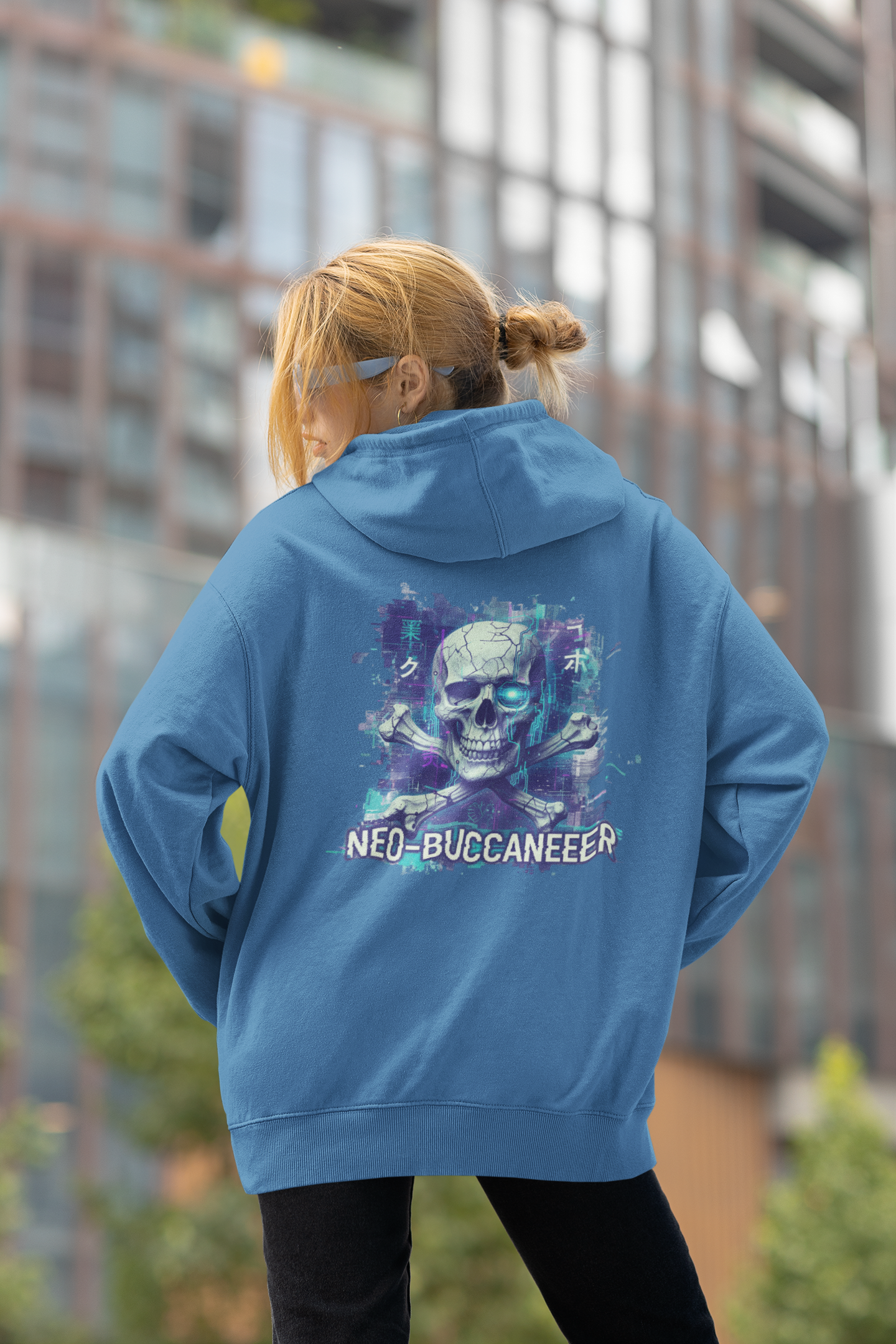SKULL NEO-BUCCANEER Streetwear Backprint - Slammer Organic Oversized Unisex Adults Hoodie