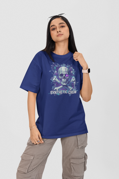 KRYOT Skull Synthetic Crew T-Shirt Frontprint - Unisex Oversized Bio Heavyweight T-Shirt 240 GSM Bio-Baumwolle