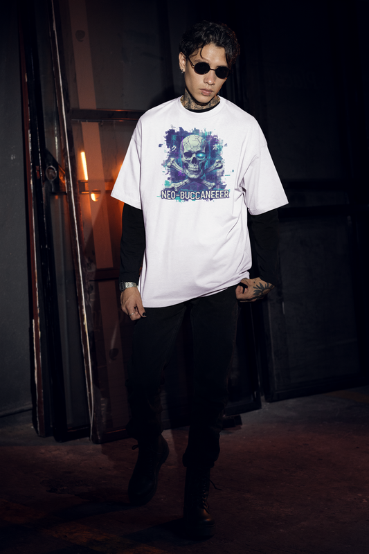 SKUL NEO-BUCANEEER Streetwear Imprimé frontal - T-shirt unisexe bio oversize Freestyler Adulte SH