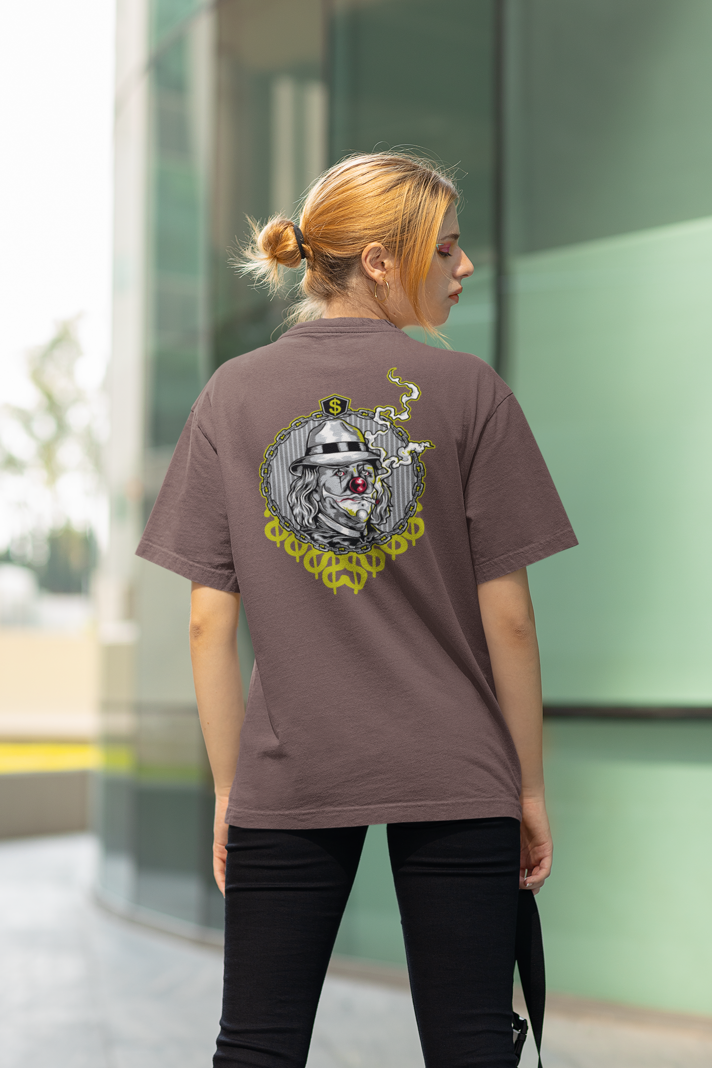 SMOKIE CLOWN Estampado trasero Streetwear - Camiseta Freestyler Bio Oversized Unisex Adulto SH