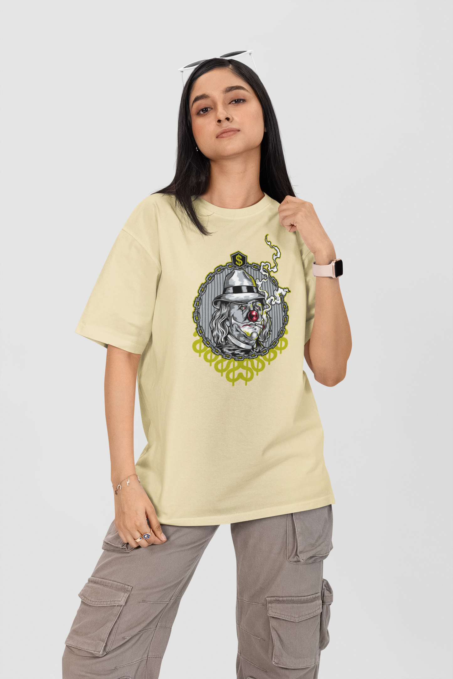 KRYOT Smokie Clown T-Shirt Frontprint - Unisex Oversized Bio Heavyweight T-Shirt 240 GSM Bio-Baumwolle