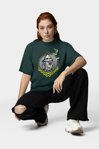 KRYOT Smokie Clown T-Shirt Frontprint - Unisex Oversized Bio Heavyweight T-Shirt 240 GSM Bio-Baumwolle