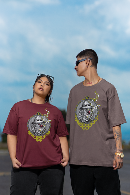 KRYOT Smokie Clown T-Shirt Frontprint - Unisex Oversized Bio Heavyweight T-Shirt 240 GSM Bio-Baumwolle