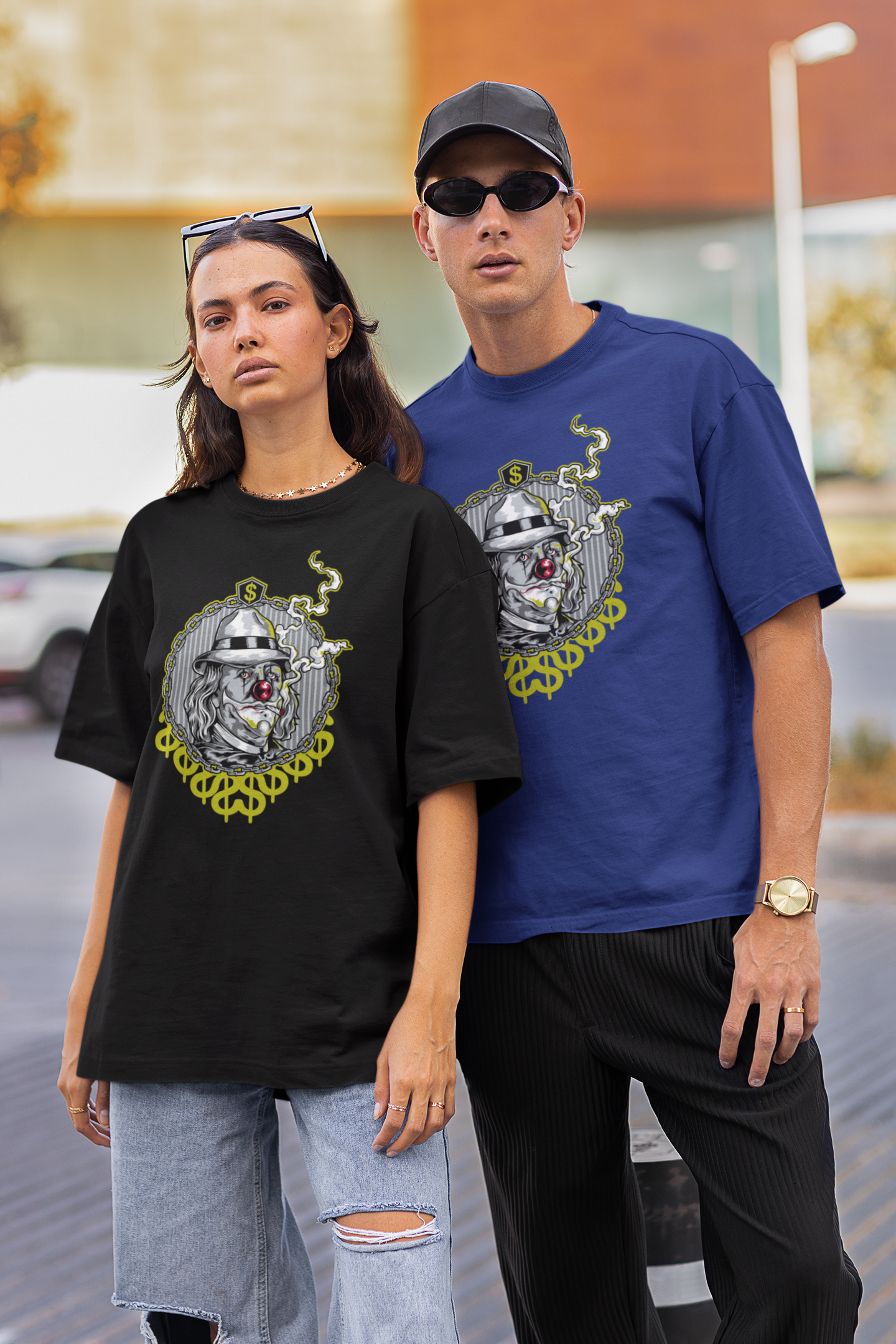 KRYOT Smokie Clown T-Shirt Frontprint - Unisex Oversized Bio Heavyweight T-Shirt 240 GSM Bio-Baumwolle