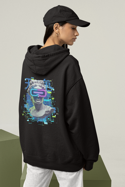 ESTATUA VIRTUAL GAFAS FUTURISTAS IV Streetwear Espalda Estampada - Sudadera con Capucha Oversize Unisex de Algodón Orgánico Slammer para Adulto SH
