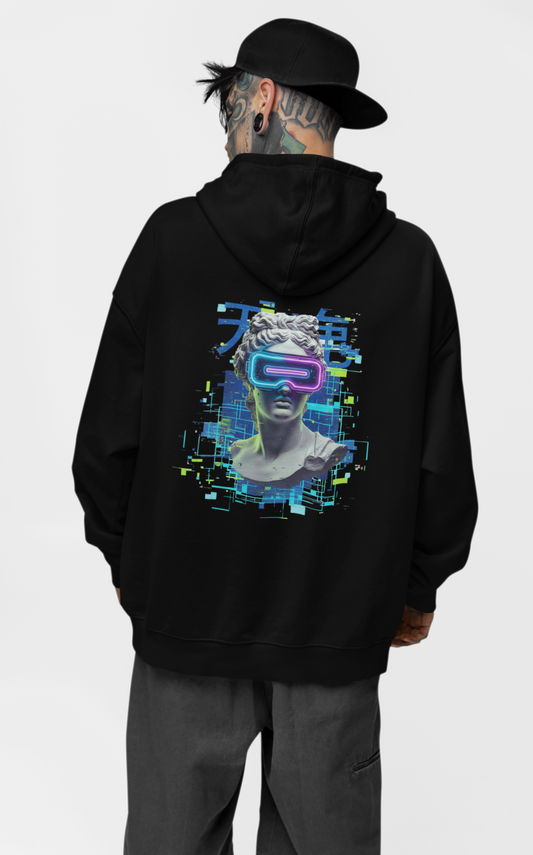 STATUE VIRTUAL LUNETTES FUTURE IV Streetwear Dos Imprimé - Slammer Bio Oversized Unisexe Hoodie Adulte SH