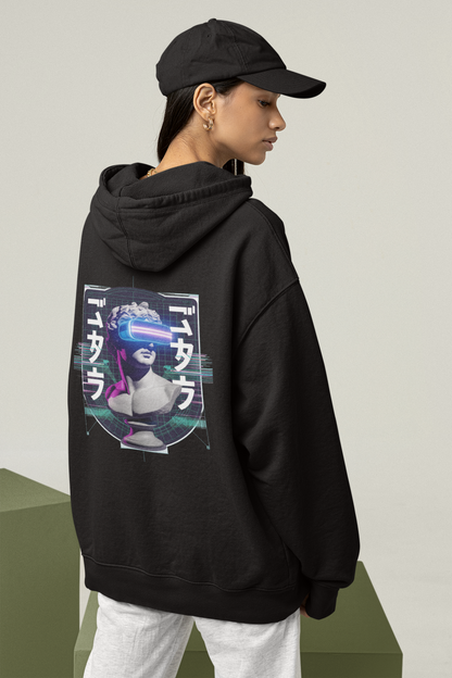 ESTATUA VIRTUAL GAFAS FUTURO Estampado trasero Streetwear - Sudadera con Capucha Oversize Unisex Bio para Adultos Slammer SH