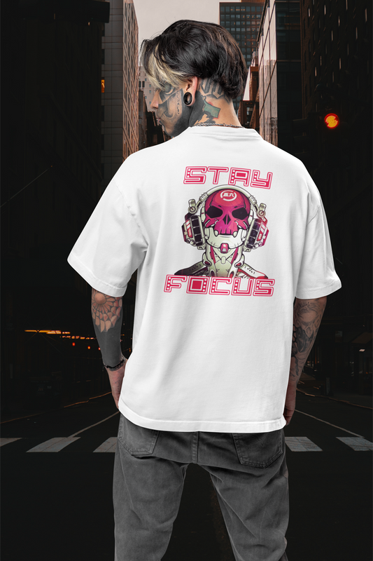 STAY FOCUS Streetwear Imprimé au dos - T-shirt unisexe ample Freestyler Bio pour adulte SH