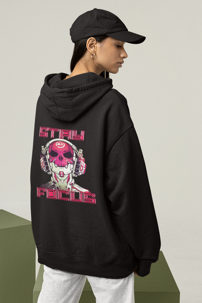 STAY FOCUS Streetwear Back Print - Slammer Organic Oversized Unisex Hoodie Adults SH