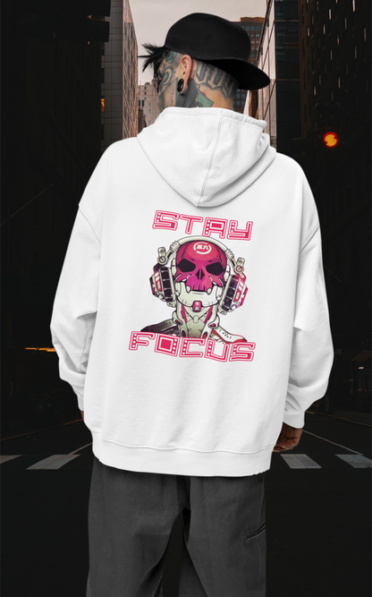 STAY FOCUS Streetwear Back Print - Slammer Organic Oversized Unisex Hoodie Adults SH