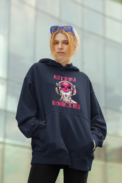 KRYOT Stay Focus Hoodie Frontprint - Unisex Heavyweight Oversized Streetwear 350 GSM Bio-Baumwolle
