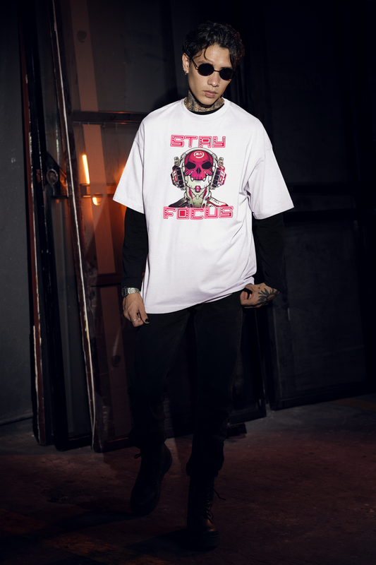 STAY FOCUS Streetwear Imprimé avant - T-shirt unisexe Bio Oversized Freestyler Adulte