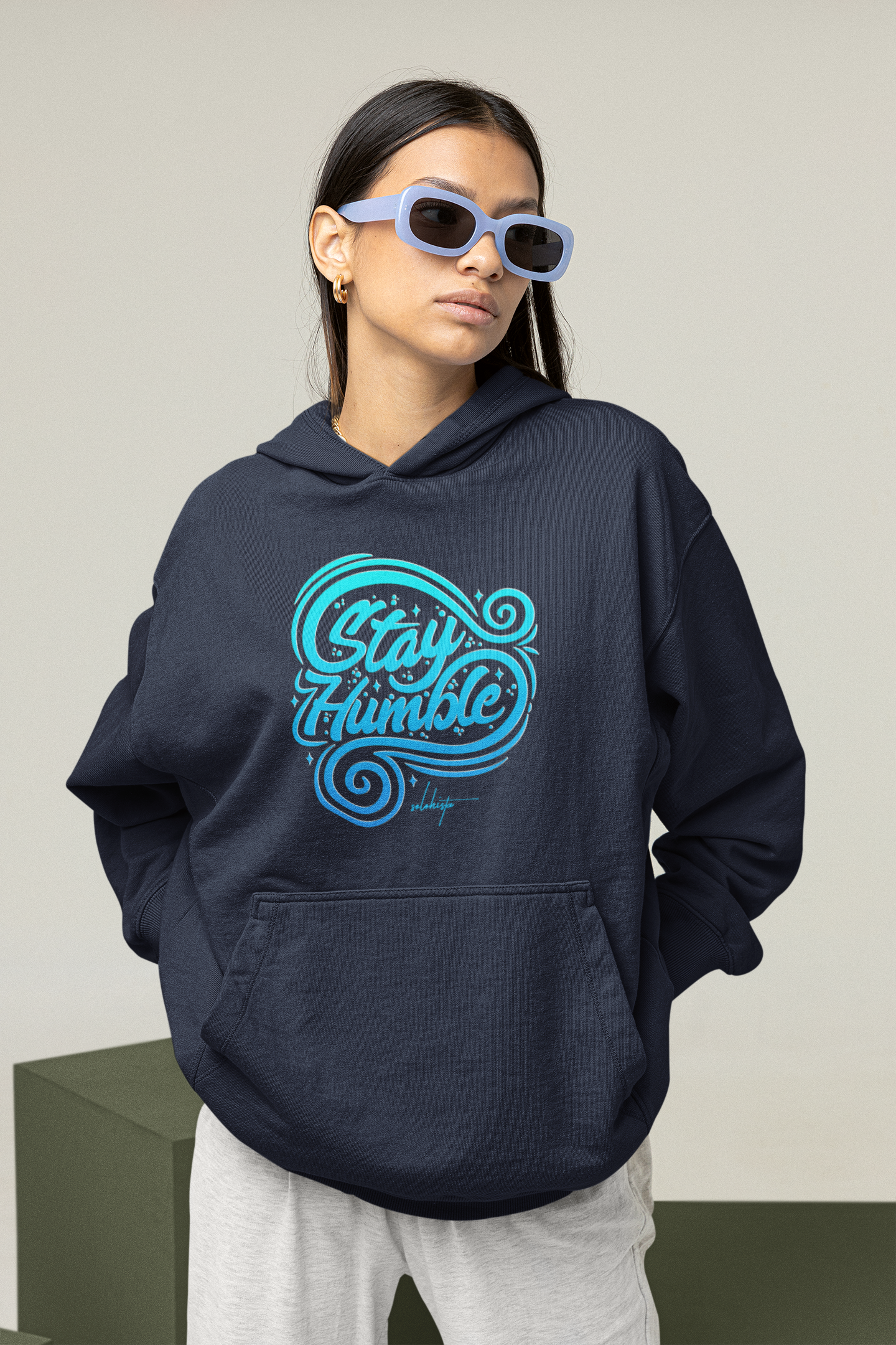 STAY HUMBL Streetwear Impression avant - Sweat à capuche Unisexe Bio Oversize Slammer Adulte SH