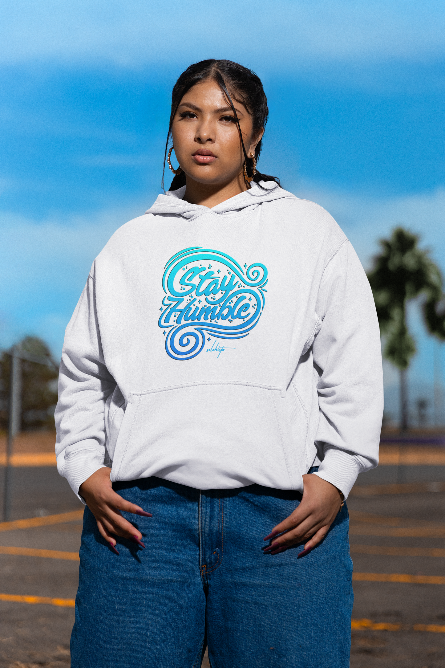 STAY HUMBL Streetwear Impression avant - Sweat à capuche Unisexe Bio Oversize Slammer Adulte SH