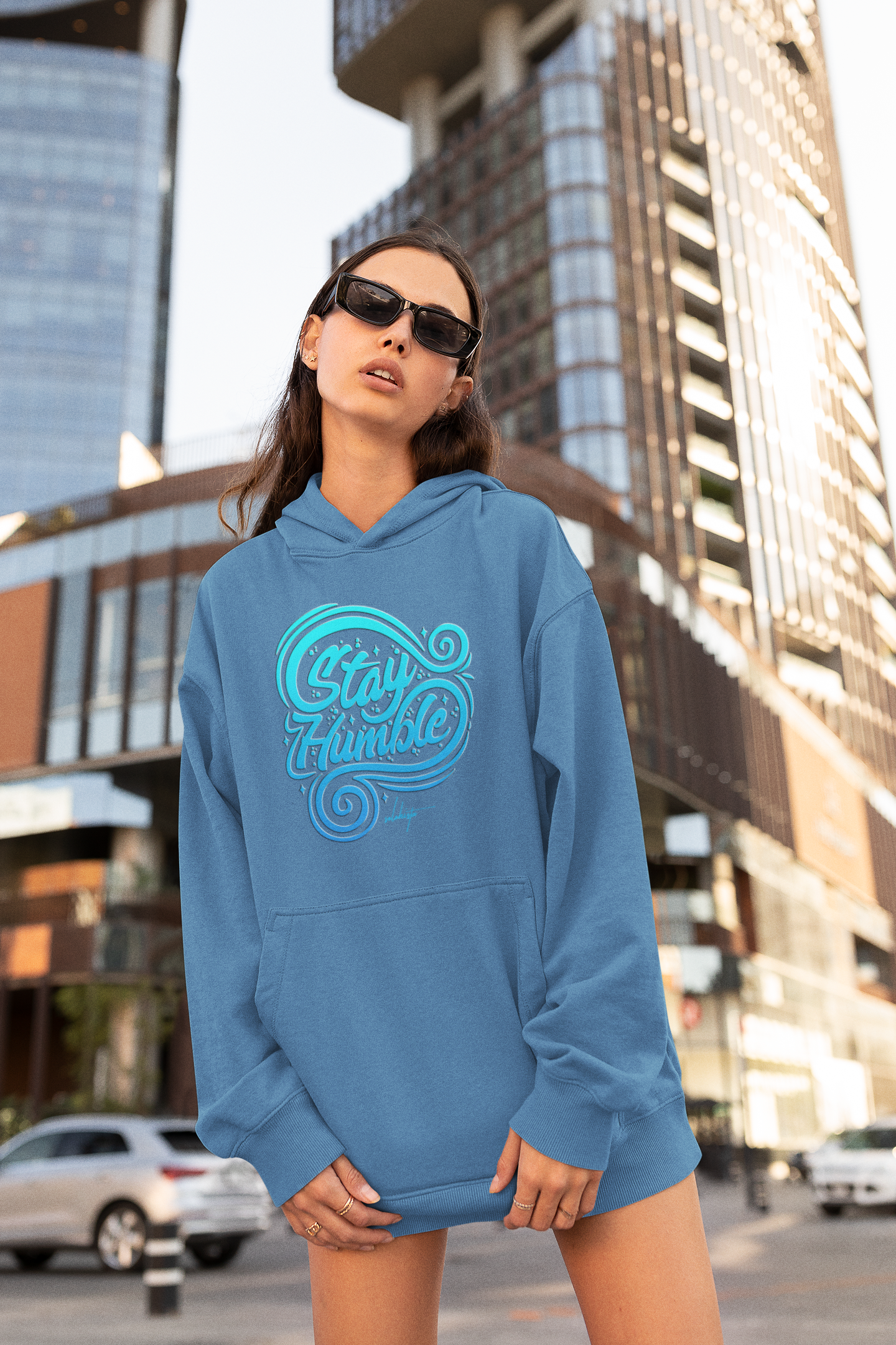 STAY HUMBL Streetwear Impression avant - Sweat à capuche Unisexe Bio Oversize Slammer Adulte SH