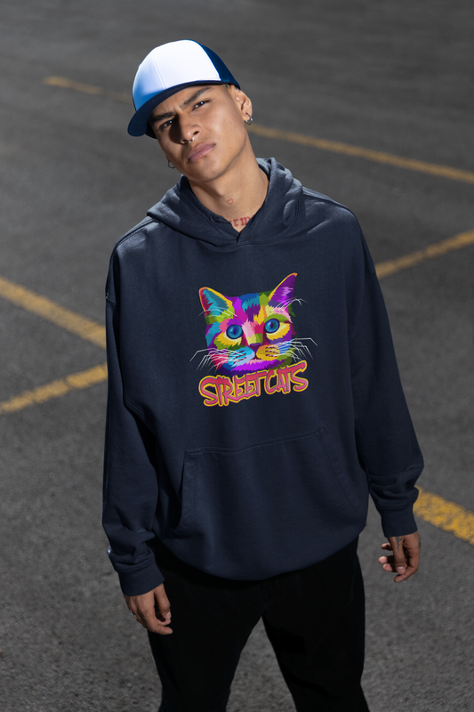 STREETCATS Streetwear Impression frontale - Sweat à capuche unisexe surdimensionné en coton bio Slammer pour adultes SH