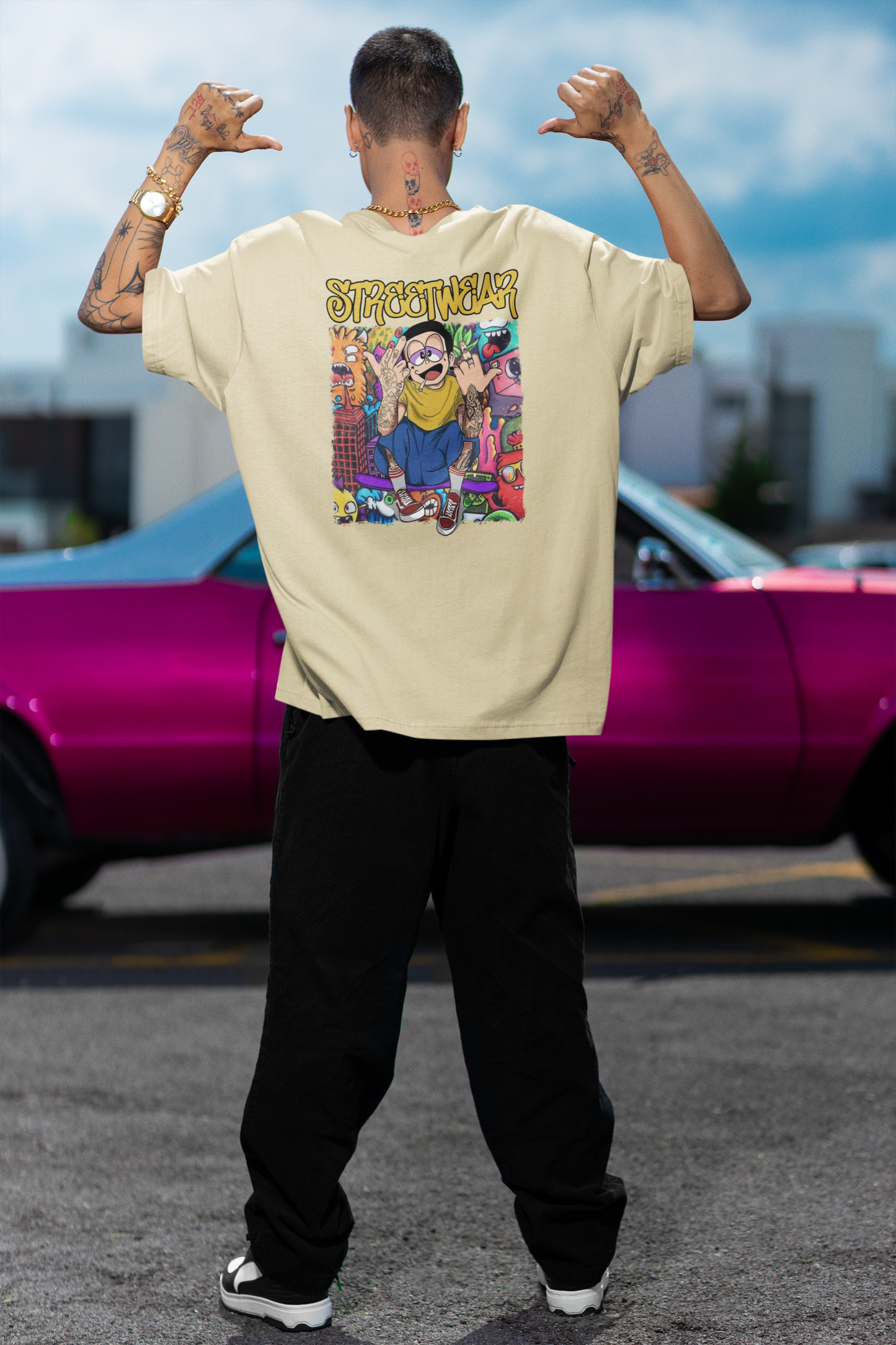 STREETWEAR FY Streetwear Backprint - Freestyler Organic Oversized Unisex T-Shirt Adult SH