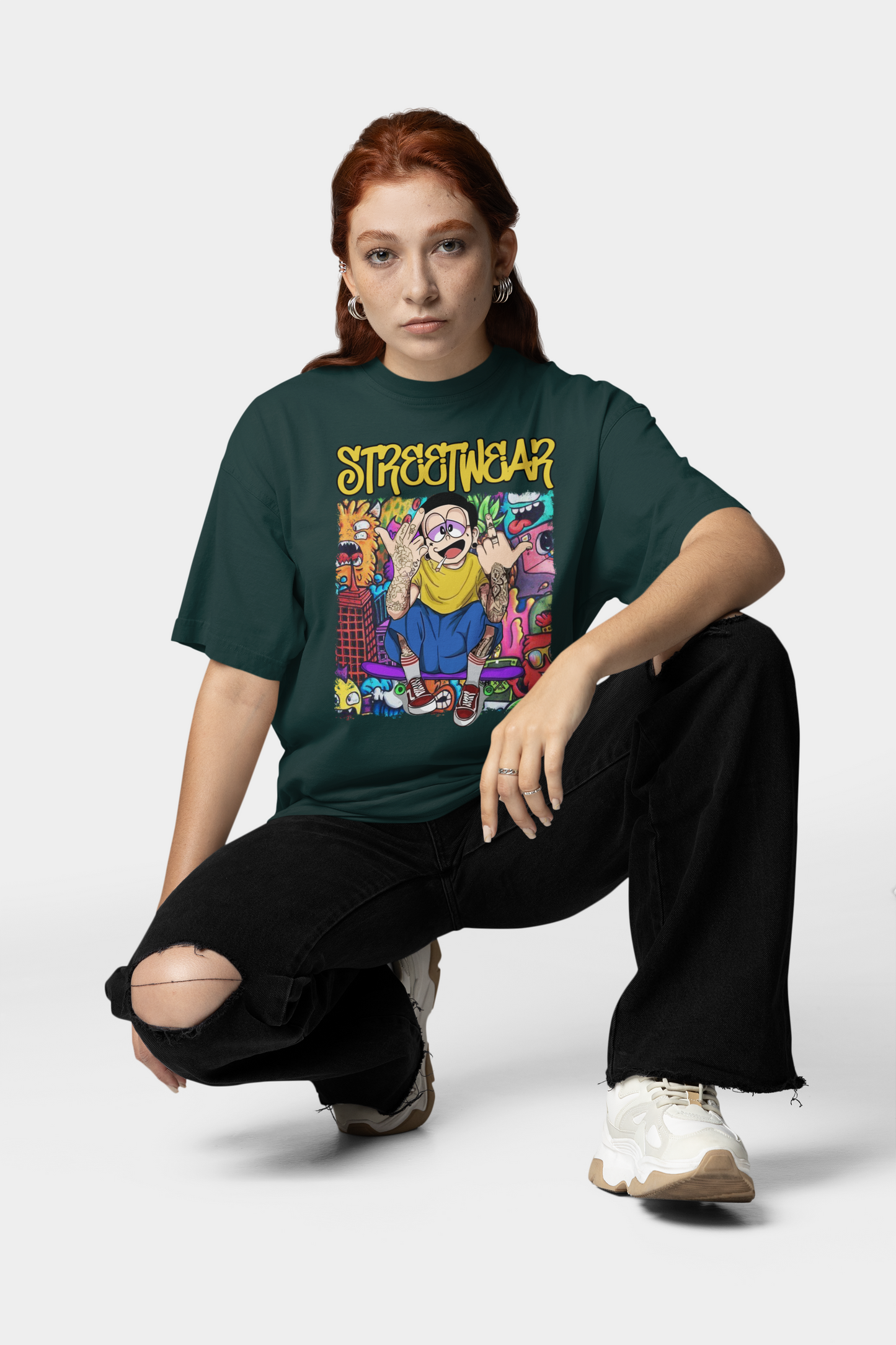STREETWEAR FY Streetwear Front Print - Freestyler Organic Oversized Unisex T-Shirt Adult SH