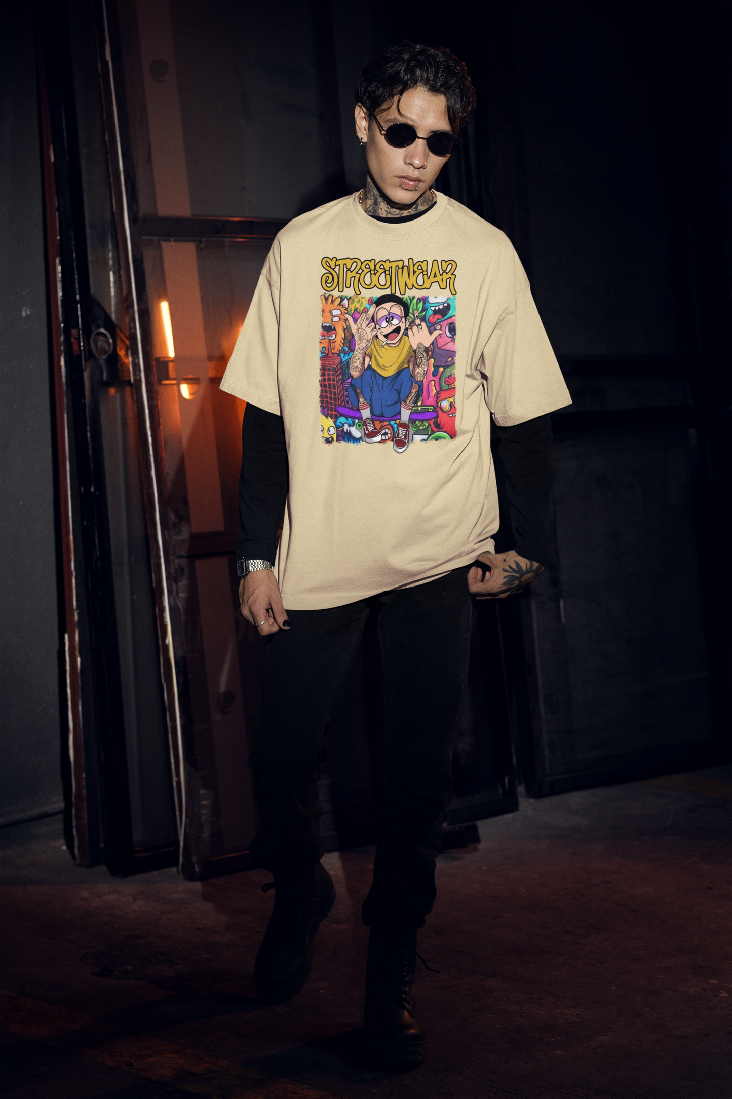 STREETWEAR FY Streetwear Front Print - Freestyler Organic Oversized Unisex T-Shirt Adult SH