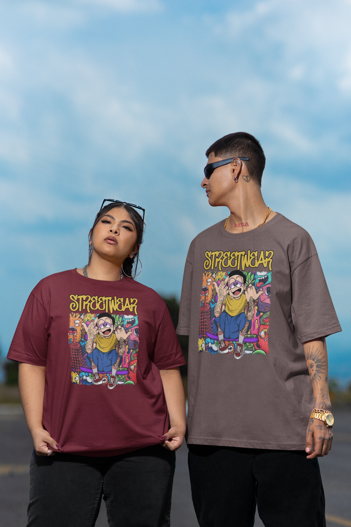 STREETWEAR FY Streetwear Front Print - Freestyler Organic Oversized Unisex T-Shirt Adult SH