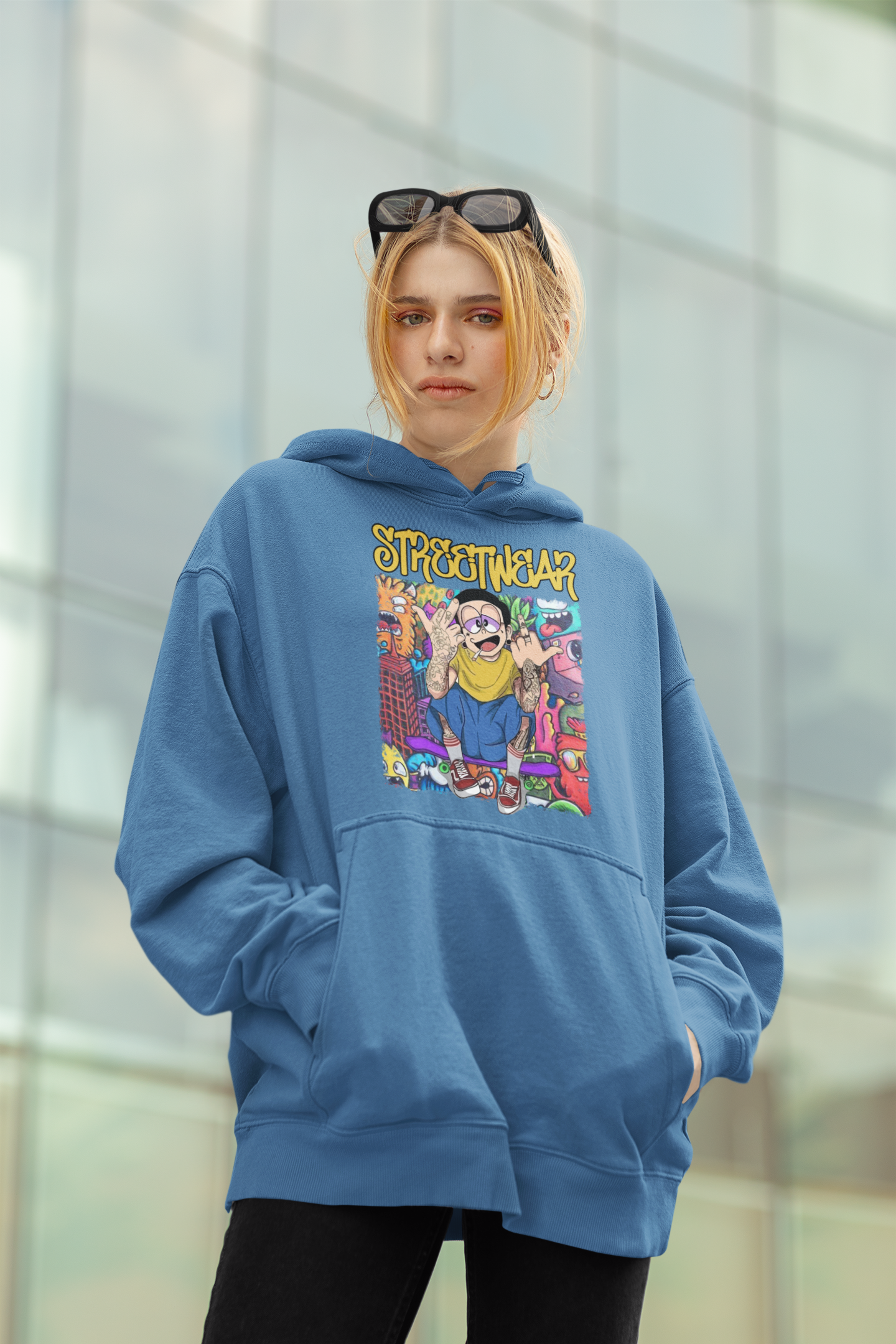STREETWEAR FY Streetwear Frontprint - Slammer Organic Oversized Unisex Hoodie Adults SH