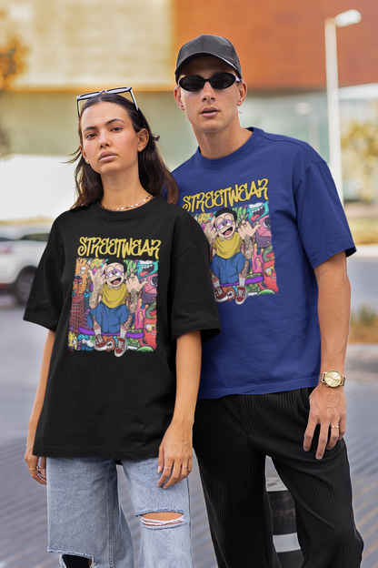 STREETWEAR FY Streetwear Front Print - Freestyler Organic Oversized Unisex T-Shirt Adult SH