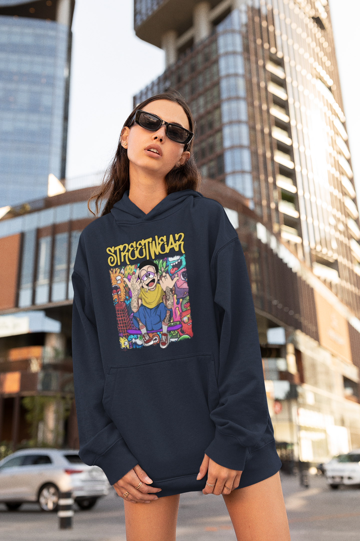 STREETWEAR FY Streetwear Frontprint - Slammer Organic Oversized Unisex Hoodie Adults SH