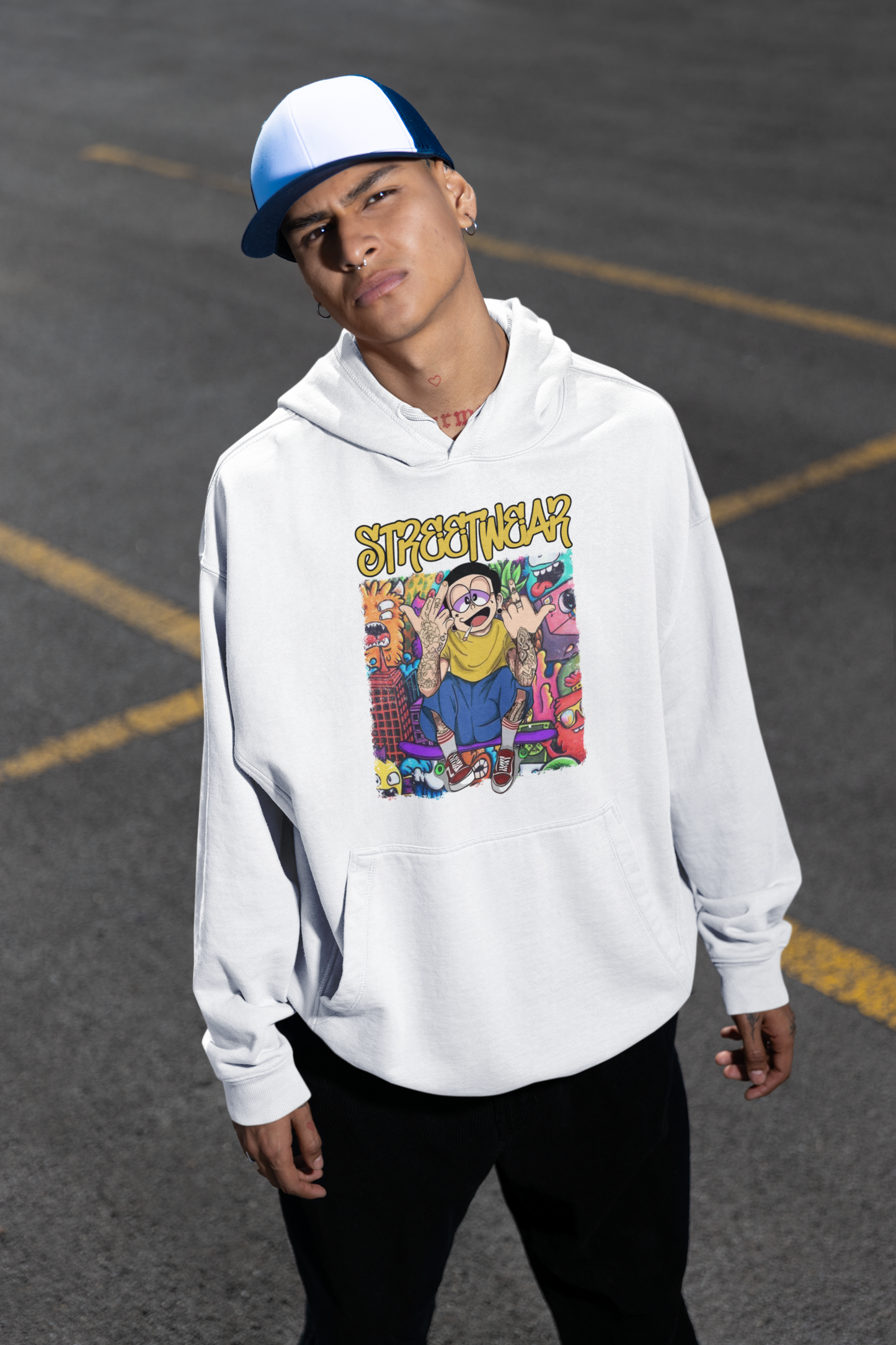 STREETWEAR FY Streetwear Frontprint - Slammer Organic Oversized Unisex Hoodie Adults SH
