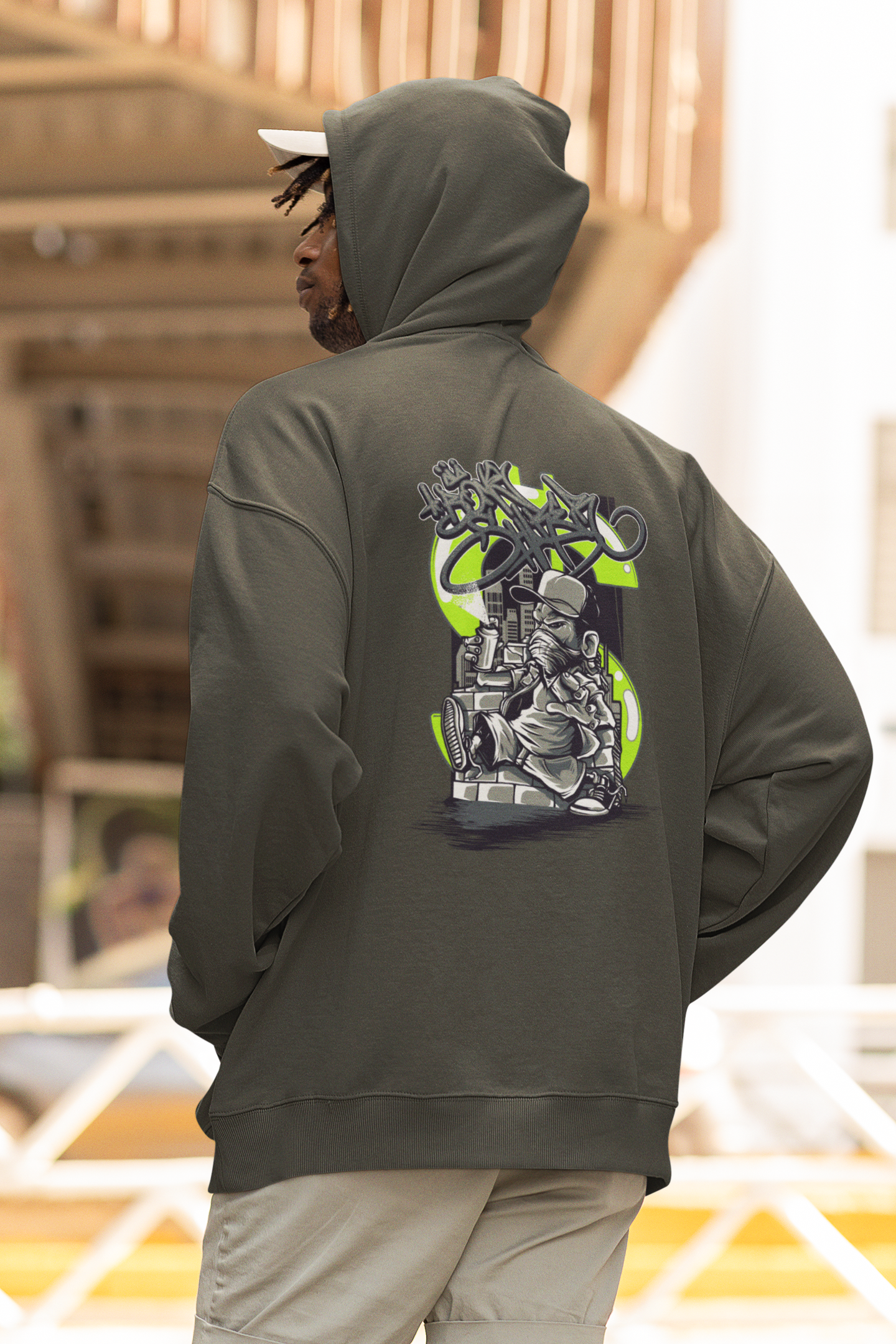 STREET SPRAYER Estampado trasero Streetwear - Slammer Sudadera con Capucha Bio Oversized Unisex Adulto SH