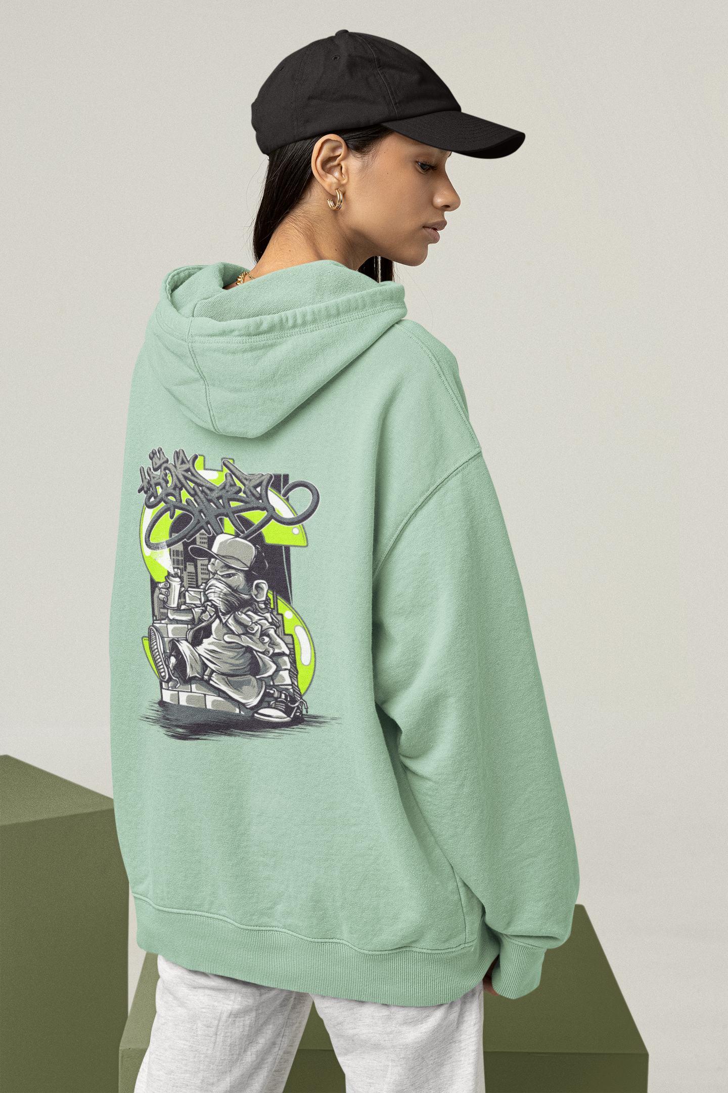 STREET SPRAYER Estampado trasero Streetwear - Slammer Sudadera con Capucha Bio Oversized Unisex Adulto SH