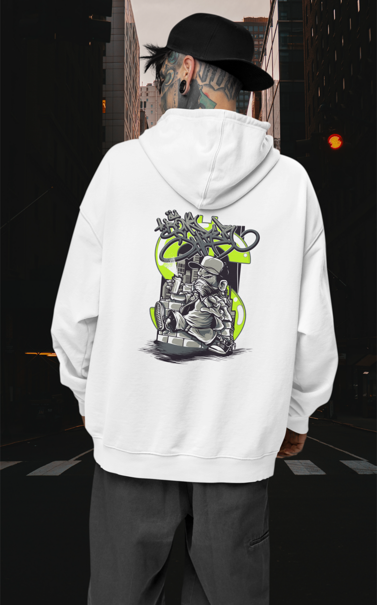 STREET SPRAYER Estampado trasero Streetwear - Slammer Sudadera con Capucha Bio Oversized Unisex Adulto SH