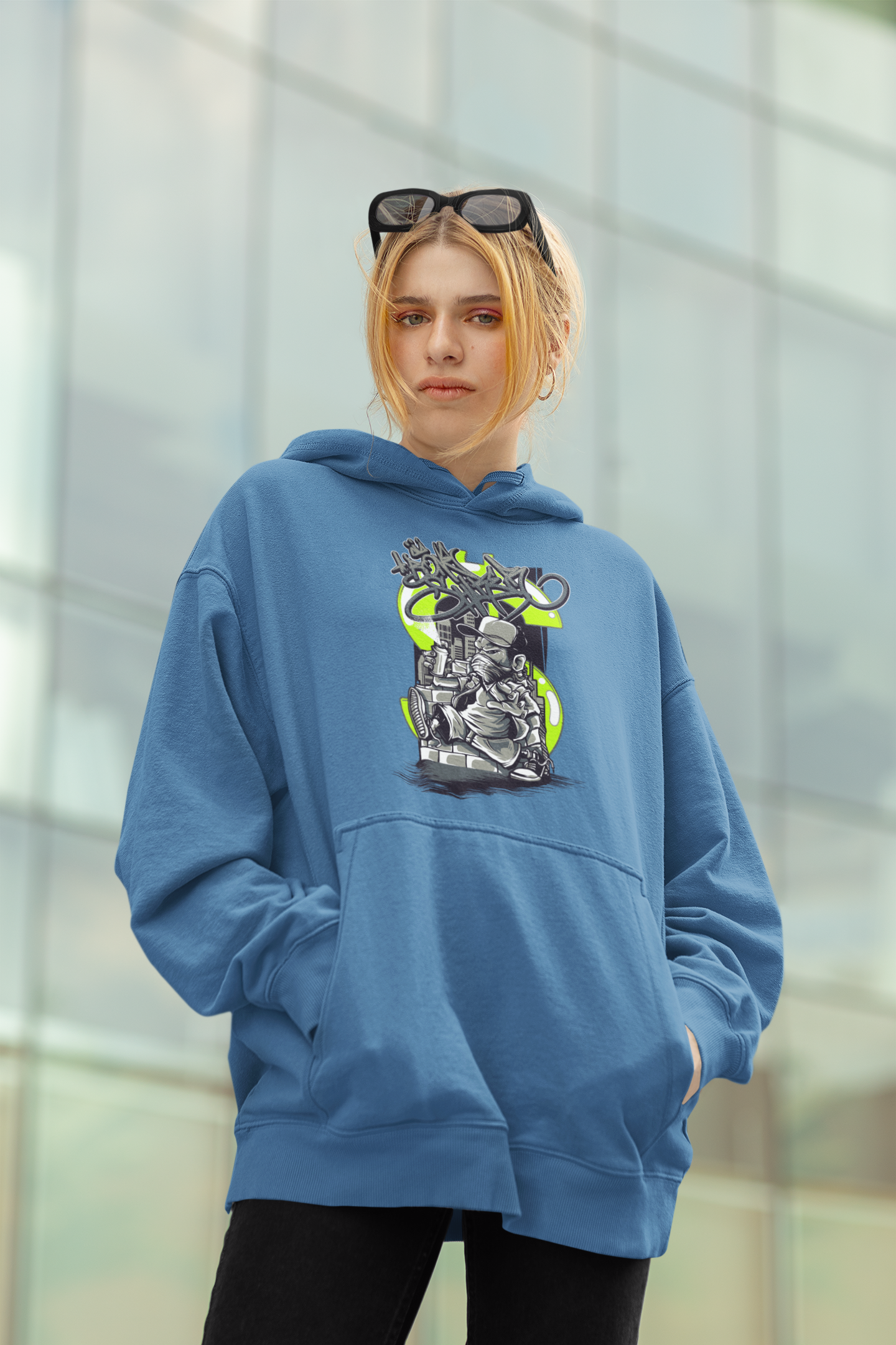 STREET SPRAYER Streetwear Frontprint - Slammer Bio Sudadera con Capucha Oversize Unisex Adulto SH