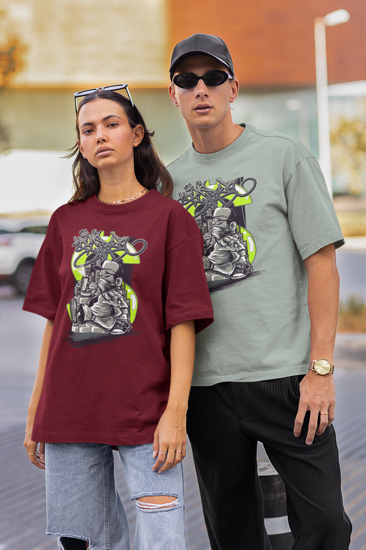 STREET SPRAYER Streetwear Impression avant - T-shirt unisexe bio oversize Freestyler Adulte SH