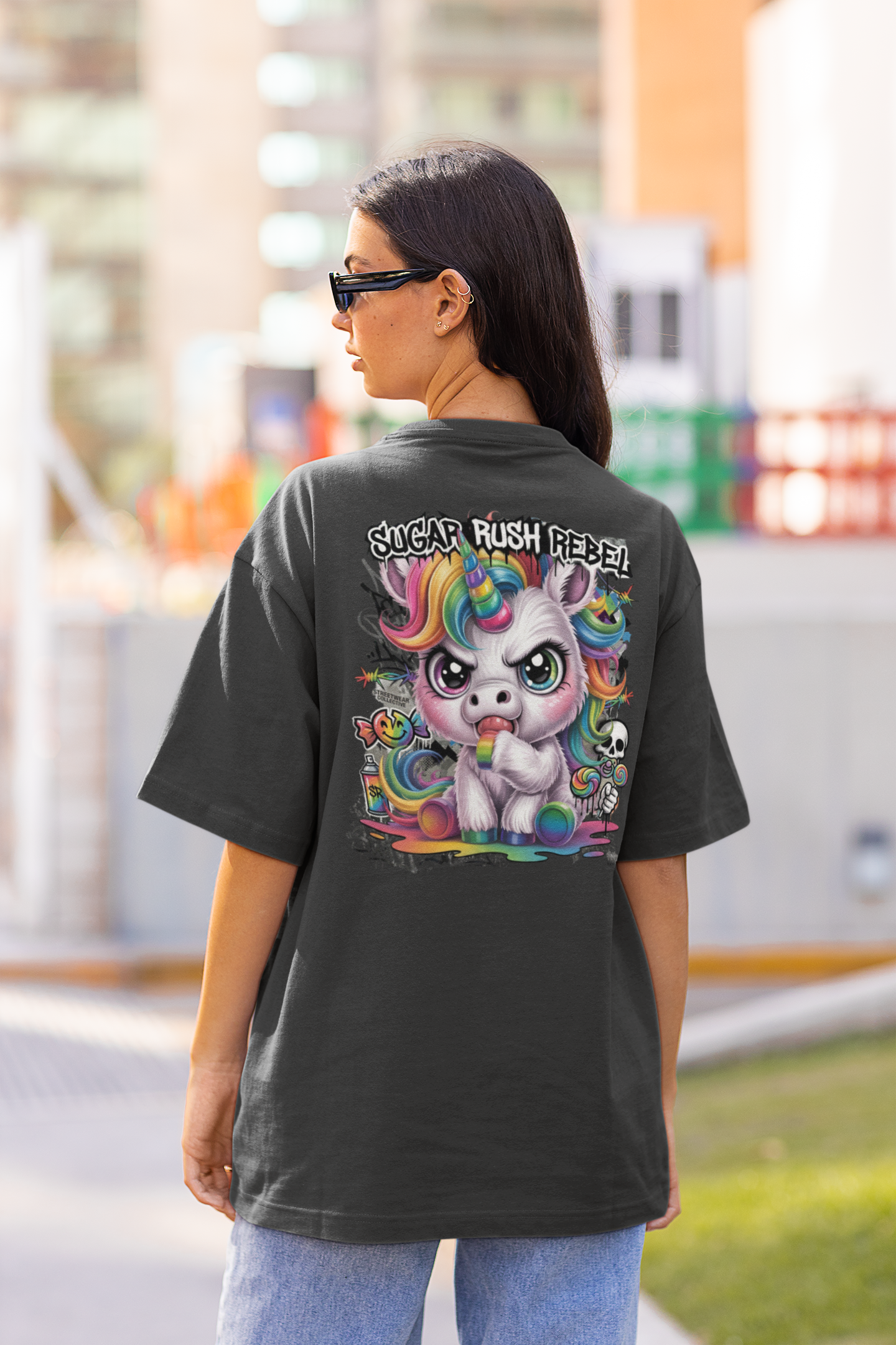 SUGAR RUSH REBEL Kryot Streetwear Backprint - Freestyler Organic Oversized Unisex T-Shirt Adult SH