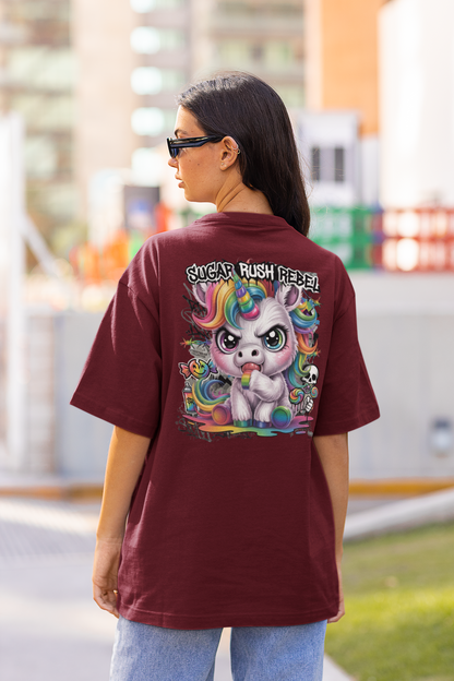 SUGAR RUSH REBEL Kryot Streetwear Backprint - Freestyler Organic Oversized Unisex T-Shirt Adult SH