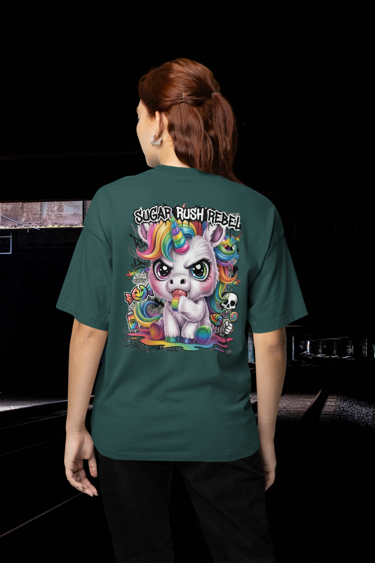 SUGAR RUSH REBEL Kryot Streetwear Backprint - Freestyler Organic Oversized Unisex T-Shirt Adult SH