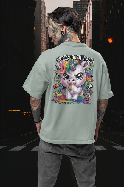 SUGAR RUSH REBEL Kryot Streetwear Backprint - Freestyler Organic Oversized Unisex T-Shirt Adult SH