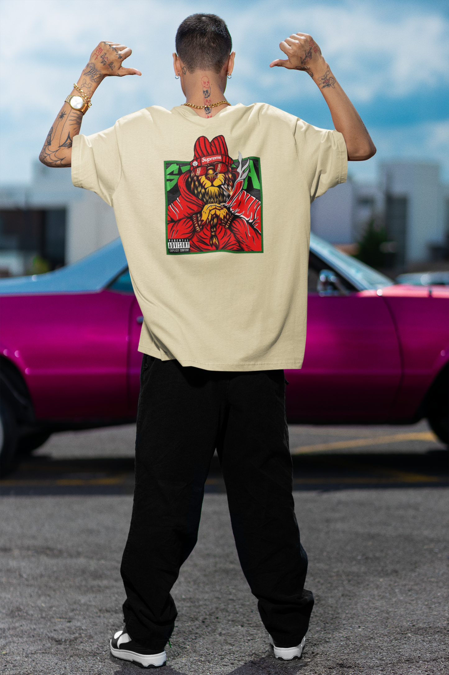 SUPREME Streetwear Backprint - Freestyler Organic Oversized Unisex T-Shirt Adults SH