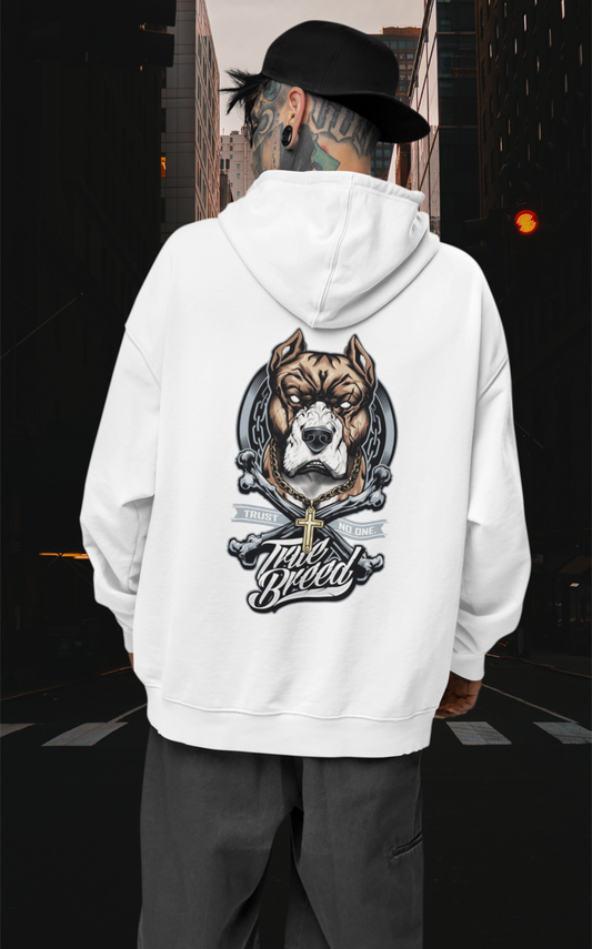 TRUE BREED NO TRUST Streetwear Dos - Sweat à Capuche Unisexe Oversize Slammer Bio Adulte SH