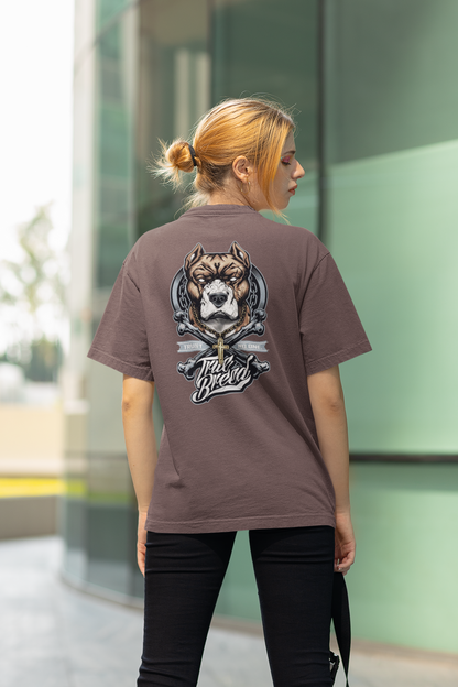Camiseta unisex holgada, bio, para adultos, con estampado "TRUE BREED NO TRUST Streetwear Backprint - Freestyler"