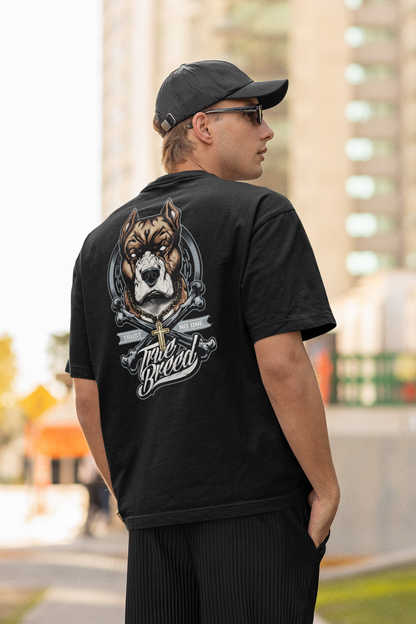 Camiseta unisex holgada, bio, para adultos, con estampado "TRUE BREED NO TRUST Streetwear Backprint - Freestyler"